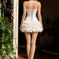 White Bodycon Strapless Corset Short Homecoming Dress with Ruffles
