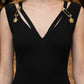 Black Sheath V Neck Long Prom Dress with Slit