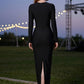 Corset Black Sheath Square Neck Long Prom Dress with Rhinestone