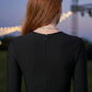 Corset Black Sheath Square Neck Long Prom Dress with Rhinestone