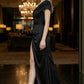 Black Sheath One Shoulder Long Evening Dress with Slit