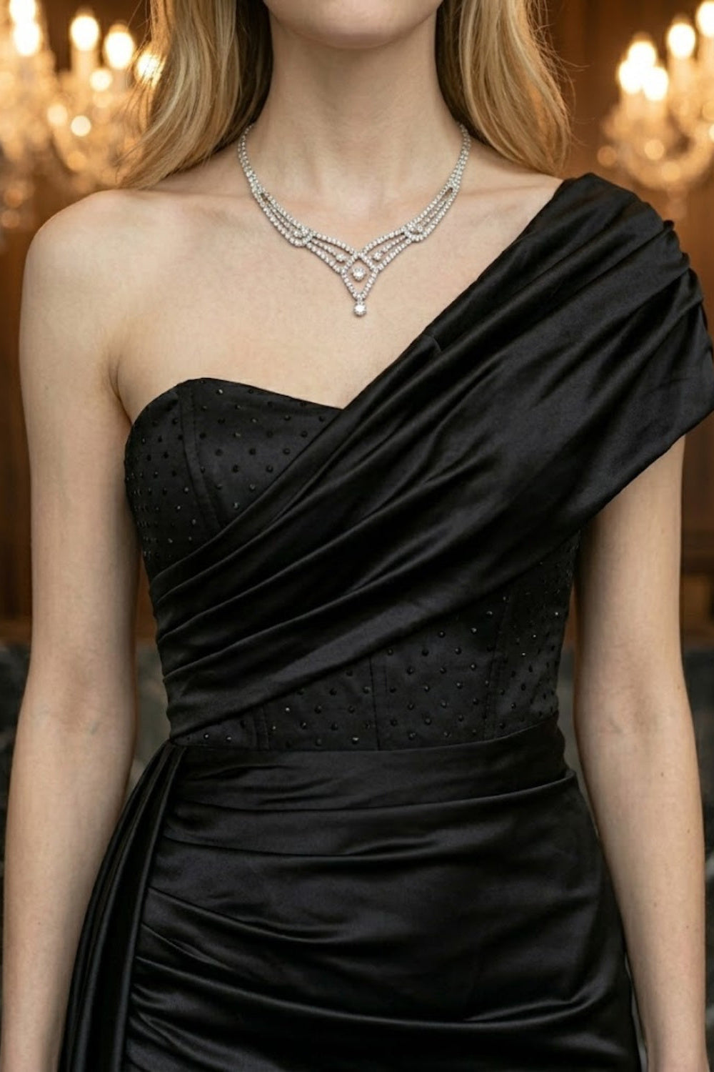 Black Sheath One Shoulder Long Evening Dress with Slit