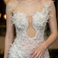 White Sheath Sweetheart Keyhole Long Prom Dress with Slit