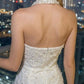 Sparkly White Bodycon Halter Short Homecoming Dress with Ruffles