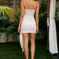 White Sheath Spaghetti Strap Corset Short Homecoming Dress with Side Draping