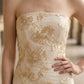 Floral White Mermaid Strapless Long Prom Dress with Appliques