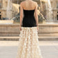 Black and White A-Line Strapless Long Prom Dress