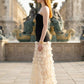 Black and White A-Line Strapless Long Prom Dress
