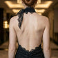 Black Sheath Halter Long Prom Dress with Lace