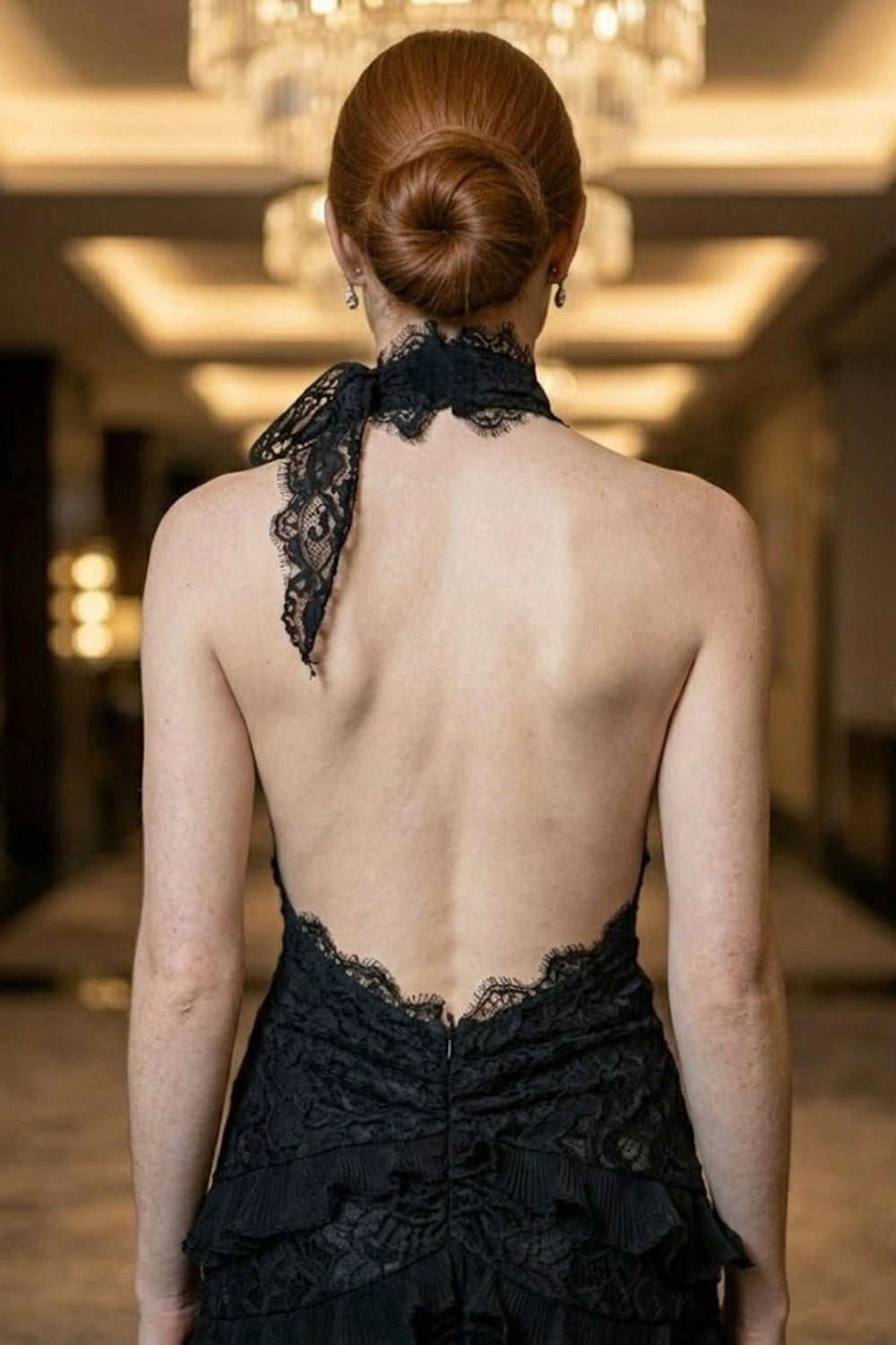 Black Sheath Halter Long Prom Dress with Lace