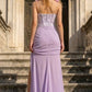 Purple Mermaid Strapless Long Prom Dress with 3D Flowers