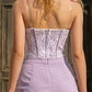 Purple Mermaid Strapless Long Prom Dress with 3D Flowers