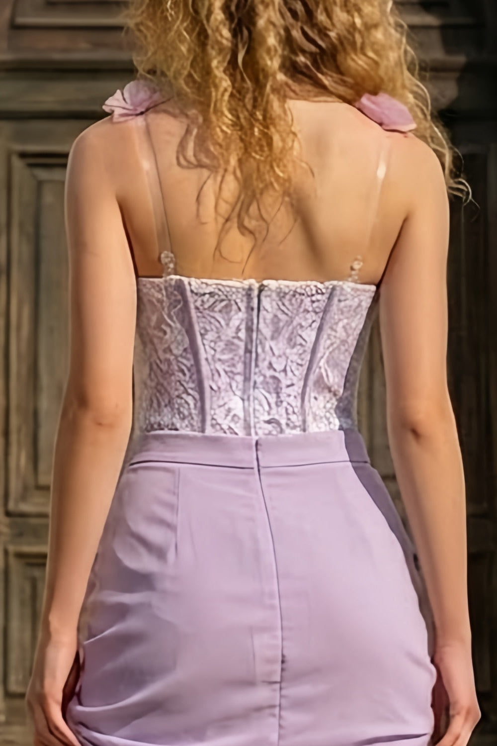 Purple Mermaid Strapless Long Prom Dress with 3D Flowers