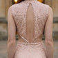 Sparkly Pink Sheath Scoop Long Prom Dress with Slit