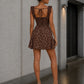 Brown A Line Scoop Short Homecoming Dress with Bow