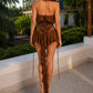 Brown Sheath Halter High Homecoming Dress with Ruffles