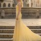 Simple Yellow Bodycon Strapless Long Prom Dress