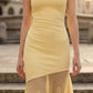 Simple Yellow Bodycon Strapless Long Prom Dress