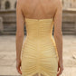 Simple Yellow Bodycon Strapless Long Prom Dress