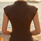 Brown A Line Bateau Long Formal Dress