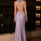 Lavender Sheath High Neck Maxi Prom Dress with 3D Flower
