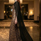 Leopard Sheath Spaghetti Straps Long Evening Dress with Chiffon Cape