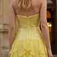 Yellow Sheath Strapless Long Prom Dress with Sequins