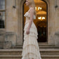 White A Line Strapless Long Prom Dress with Ruffles