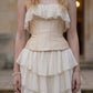 White A Line Strapless Long Prom Dress with Ruffles