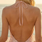 Sequin Blush Pink Sheath Halter Long Prom Dress with 3D Flower