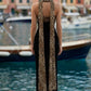 Black Sheath Strapless Long Formal Dress with Scarf