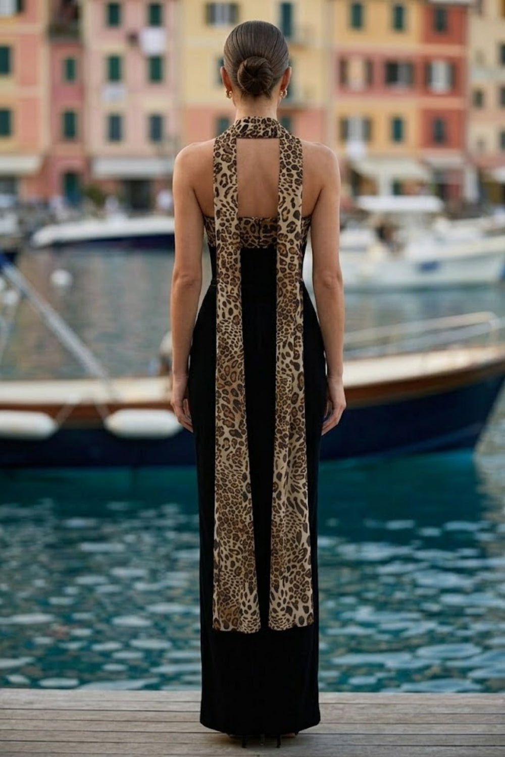 Black Sheath Strapless Long Formal Dress with Scarf