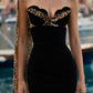 Black Sheath Strapless Long Formal Dress with Scarf