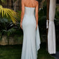 Light Blue Sheath Strapless Long Prom Dress with Corset Bodice