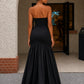 Black Mermaid Strapless Long Prom Dress with Front Cutout