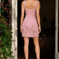 Pink Sheath Square Neck Short Homecoming Dress with Beading