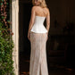 White Mermaid Strapless Long Prom Dress with Lace