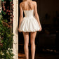 White A Line Strapless Short Homecoming Dress with Ruffles