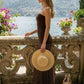 Brown A Line Strapless Long Vacation Dress