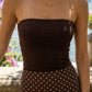 Brown A Line Strapless Long Vacation Dress