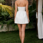 White A Line Strapless Homecoming Dress with Lace