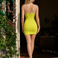 Green Sheath Illusion Neck Homecoming Dress with 3D Flowers