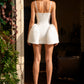White A Line Spaghetti Strap Homecoming Dress with 3D Flowers