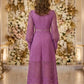 Purple A Line Round Neck Long Cut Out Mother of Bride Dress