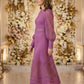 Purple A Line Round Neck Long Cut Out Mother of Bride Dress