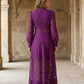 Purple A Line High Neck Long Mother of Bride Dress with Lace