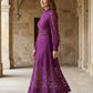 Purple A Line High Neck Long Mother of Bride Dress with Lace