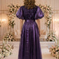Purple A Line Round Neck Long Mother of Bride Dress with Sash