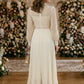 Ivory A Line High Neck Long Mother of Bride Dress with Lace Appliques