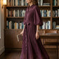 Purple A Line Round Neck Long Mother of Bride Dress with Sash